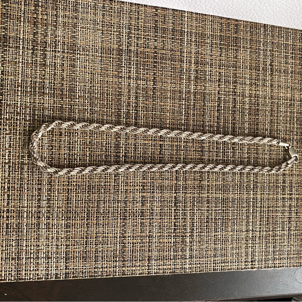 Sterling Silver Men's Rope Chain Necklace - Silver - Picture 3 of 16